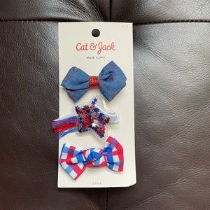 NWT Cat & Jack 3 pack Patriotic Hair Clips